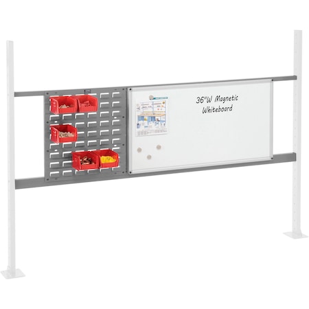 Global Industrial 18in Louver & 36in Whiteboard Panel Kit, 72inW, Gray 319173GY
